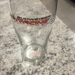 Budweiser Racing Glass with Red and Black Logo